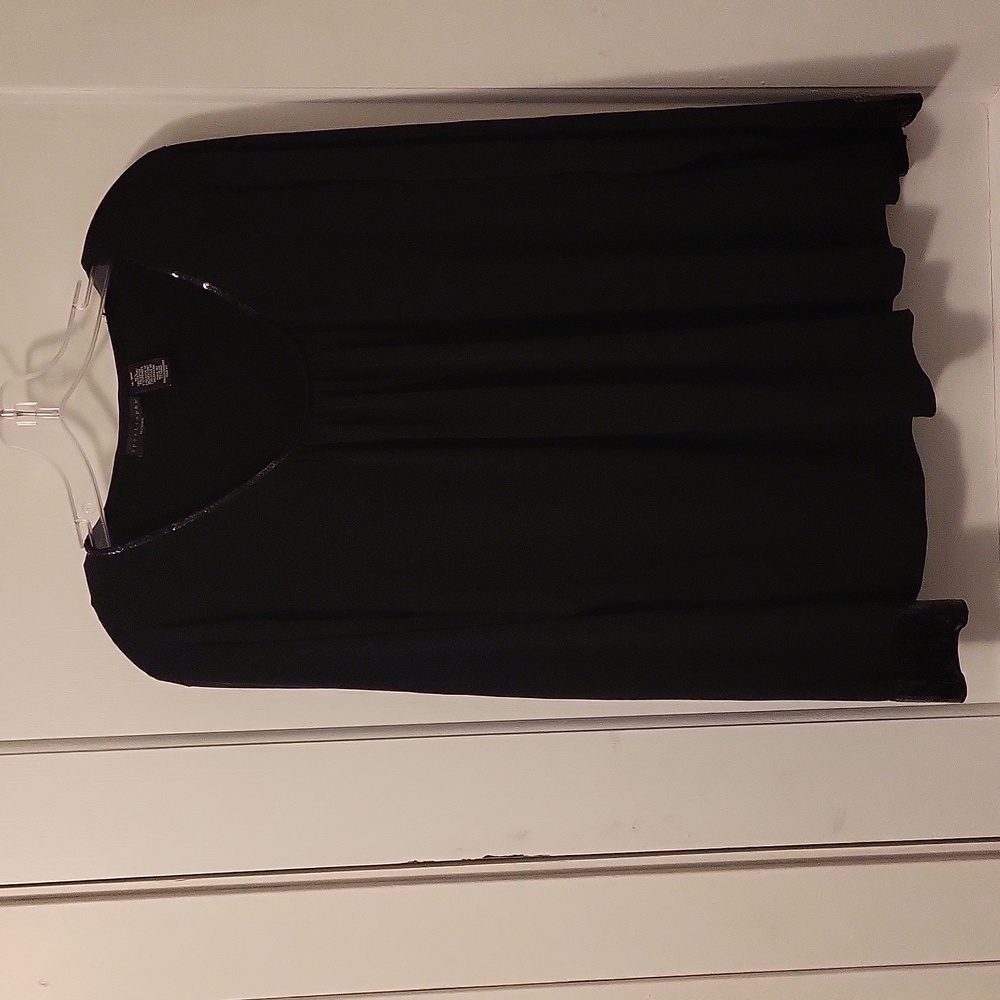 Apostrophe Black Blouse with Sequin Cuffs and Neck Size 16-18W
